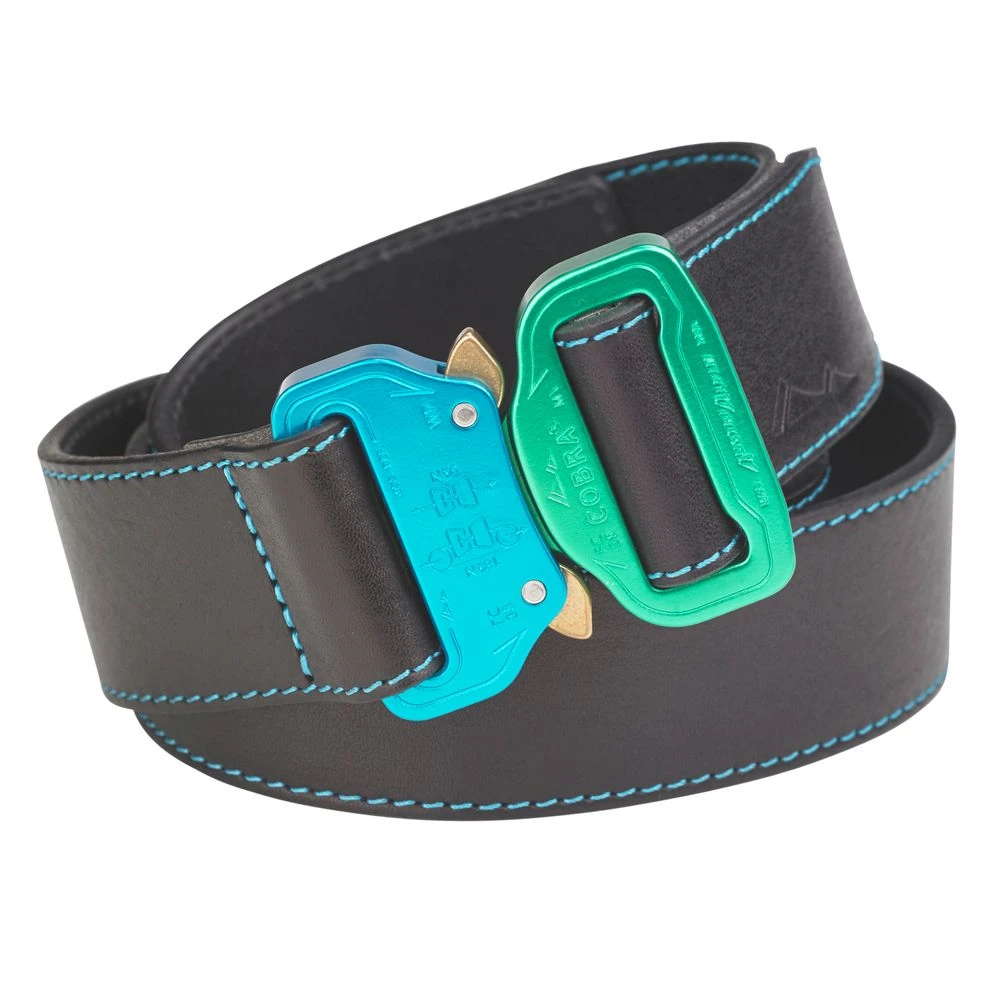 AustriAlpin Cobra 38 Ledergürtel- Echtleder Schwarz, Azur-grün 1 AustriAlpin Cobra 38 Ledergürtel- Echtleder Schwarz, Azur-grün